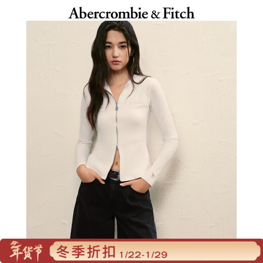 Abercrombie & Fitch Slimming Elk Pattern Bottoming Cardigan Top 25 Autumn and Winter Women's 139-5707 Milky White M (165/96A)