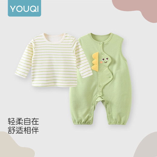 Youqi baby clothes spring jumpsuit new overalls long-sleeved suit two-piece set baby spring clothing outdoor crawling suit T-shirt + overalls 100cm