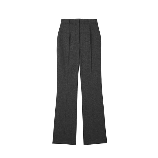 Langzi 2024 winter new style wool design temperament retro slightly flared suit pants French slim trousers for women dark gray XL