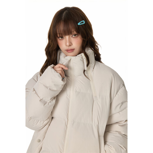 GROUND ZERO Autumn and Winter Couple Model 90 White Duck Down Stand Collar Thickened Warm Down Jacket Apricot L
