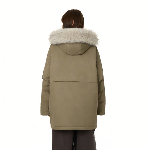 GROUND ZERO work style fur collar hooded design 90 white goose down couple style down jacket brown M