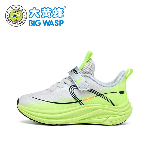 BIG WASP Children's Shoes Boys' Running Shoes 26 Spring New Children's Sports Shoes D112611525KW Fluorescent Green (Double Net) 31