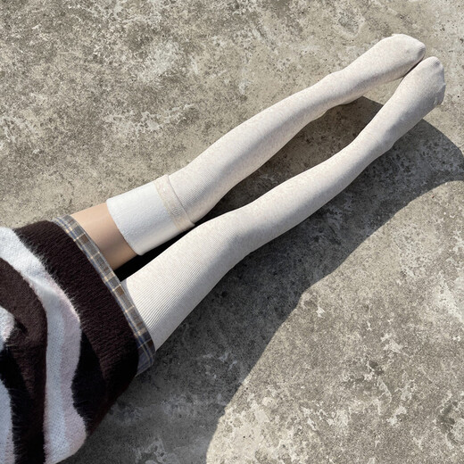 Shiganu plus velvet over-the-knee socks for women in autumn and winter, thickened warm anti-slip stockings, extended version off-white, one size fits all, plus velvet warmth + silicone anti-slip