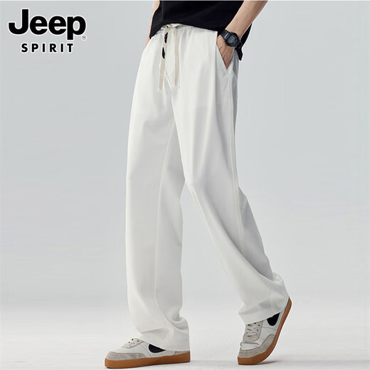 JEEP SPIRIT Jeep pants men's ice silk thin casual pants men's summer loose straight wide-leg suit pants