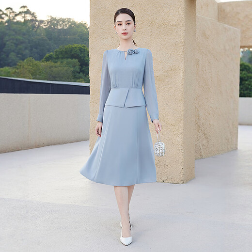 Yingzhishang's unique and beautiful new spring shirt for women 2026 new style super hot age-reducing design long-sleeved top haze blue S