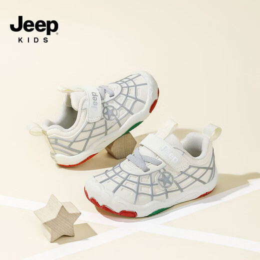 Jeep children's toddler shoes spring 2026 new children's shoes soft sole non-slip breathable baby shoes for boys and girls cream white 24 shoe inner length about 15.3cm