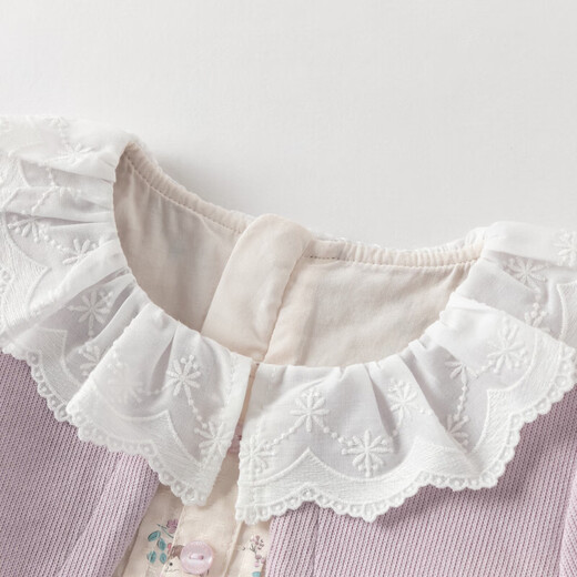 DAVE&BELLA children's dress 2026 spring new style girls long-sleeved fake two-piece floral dress baby princess dress children's dress purple ready stock 110 cm (recommended height 100-110cm)