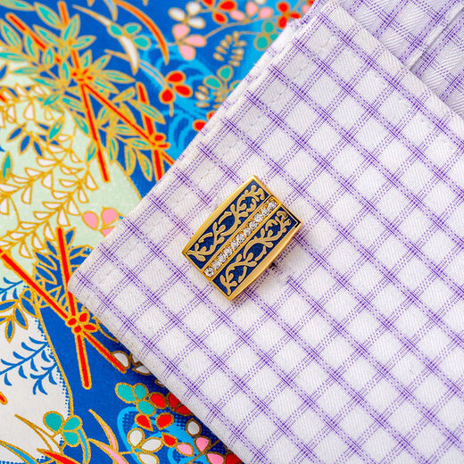 KFLK Original - French Cufflinks Men's Light Luxury Customized Shirt Cuff Buttons Sleeve Nails Engraving Cufflinks Gold Dark Blue