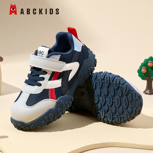 ABC KIDS children's shoes boys' shoes 2026 spring new children's sports shoes mesh spring children's shoes outdoor casual shoes royal blue/dark red 28