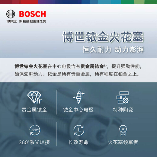 博世（BOSCH）铱金火花塞四支6627雪铁龙C4L世嘉/C5/C3-XR/C2/标致308/408/2008