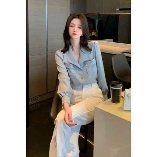 Playboy (PLAYBOY) 2026 French style shirt chiffon shirt new long-sleeved design niche autumn chic top official flagship off-white S 80-95Jin Jin equals 0.5 kg