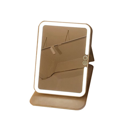 MOLA.Boat. LED make-up mirror with light, home desktop, make-up light, small mirror, portable | Weizhou beige small make-up mirror