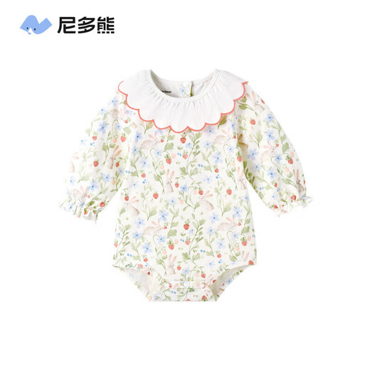 Nido Bear Spring New Baby Clothes Female Baby Clothes Jumpsuit Cute Cotton Romper Spring and Autumn 25CX006 Cranberry Bunny 90cm