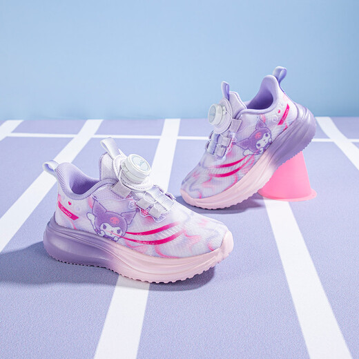 Hello Kitty children's shoes, girls' sports shoes, Kuromi twist-button running shoes, children's breathable lightweight sports shoes 6906 purple 26
