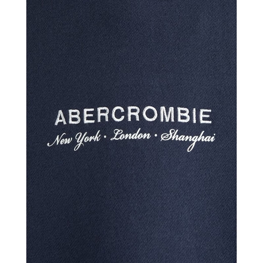 Abercrombie & Fitch American retro simple comfortable trendy daily LOGO fleece hooded sweatshirt 26 spring men's 122-6176 dark navy blue S (175/92A)