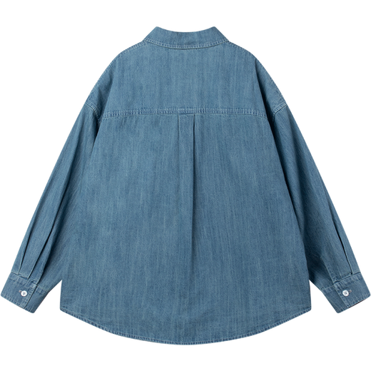 Mucmukn universal layering cotton denim shirt college style embroidered puppy versatile boys and girls 26 spring