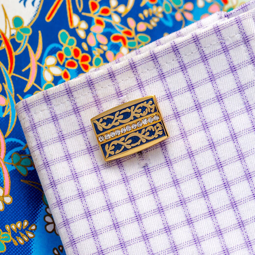 KFLK Original - French Cufflinks Men's Light Luxury Customized Shirt Cuff Buttons Sleeve Nails Engraving Cufflinks Gold Dark Blue