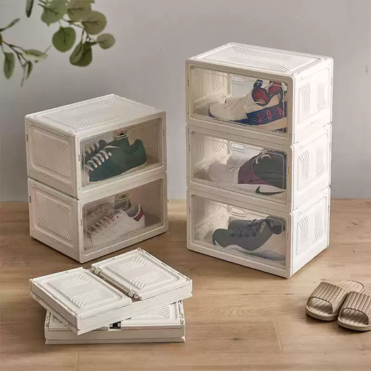 Yusenyi transparent folding plastic box shoe box shoe storage box flip cover single-pack sneakers dust-proof household installation-free wardrobe blue shoe box blue shoe box
