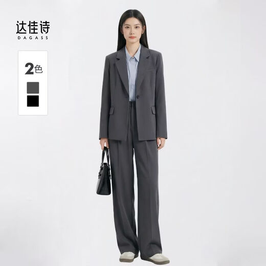 Dajiashi Z Gray Suit Suit Women's Business Wear 2026 New Spring Autumn Business Suit Formal Occasion Two-piece Suit B Black Two-piece Suit Free Belt XL