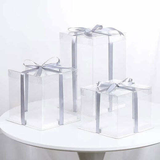 50 sets of fully transparent birthday box packaging boxes, four-inch, 6-inch, 8-inch, 10-inch, 12-inch double-layered three-layer baking boxes, 12-inch double-layered 36*36*27cm, 50 sets of fully transparent
