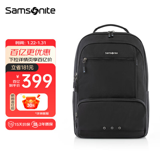 Samsonite Backpack Computer Bag Fashionable Casual Backpack Large Capacity Business Commuting Travel Bag 2025 New NX4*002 Black | 16-inch Computer Compartment | 0.62Kg | 27L Large Capacity