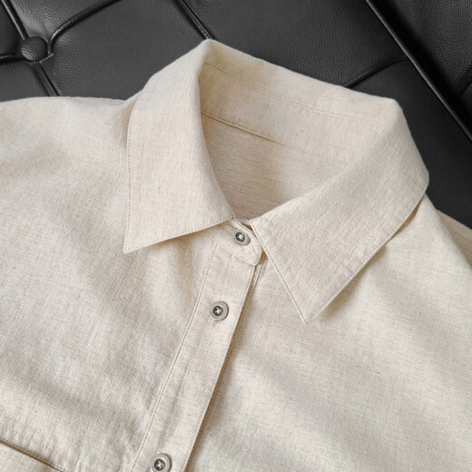 MEIYANG Xingjun shirt 26 spring simple old money casual lapel buttoned long-sleeved shirt-Monday Apricot M