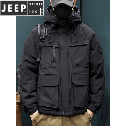 JEEP SPIRIT90 Куртка на утином пуху Мужская зимняя рабочая куртка Куртка с капюшоном Новая теплая утепленная одежда Trend Army Green M 100-125Jin Jin равен 0,5 кг