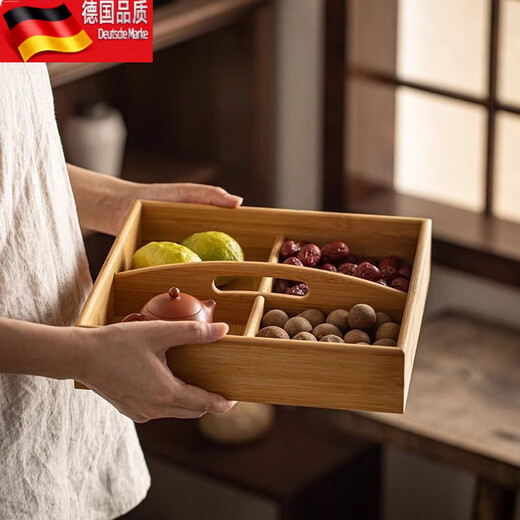 Tuojin cooks tea around the stove, nine-grid fruit plate, snacks, dried fruit plate, wooden plate, nine-grid tray, hot pot side dish platter, nine-grid tray + 9 white dinner plates