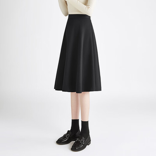 She pool high waist mid-length skirt 2025 autumn and winter new women's fashion simple commuting pleated skirt