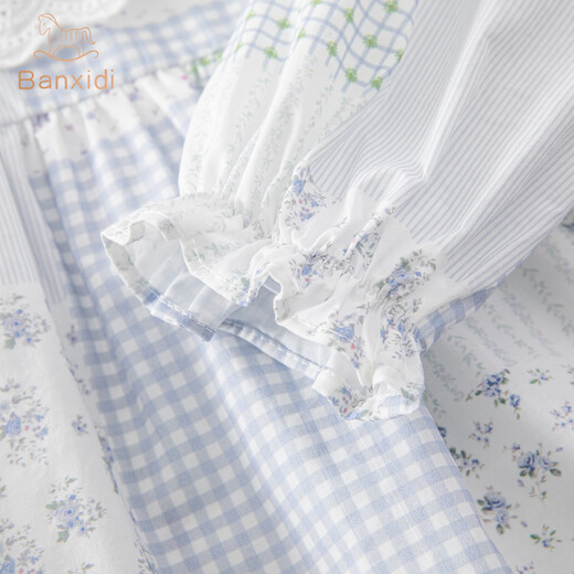 Banxidi girls' shirts for spring, new style, baby long-sleeved tops, children's pure cotton doll shirts, spring and autumn children's shirts, blue 110