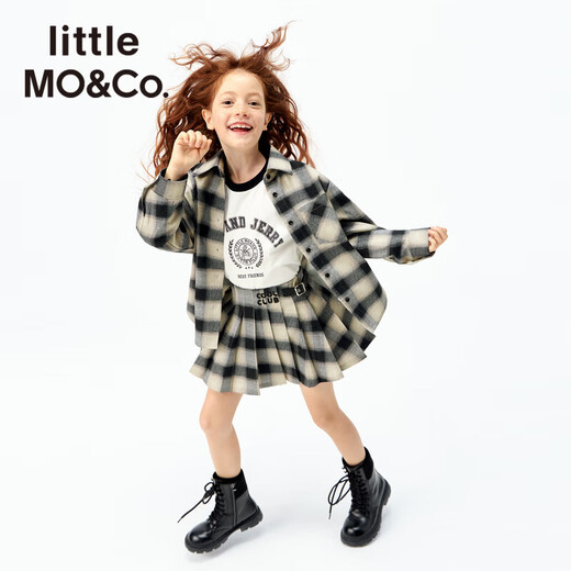 Little MO&Co. parent-child wear little moco children's clothing 25 autumn new style retro plaid shirt long-sleeved tops for boys and girls