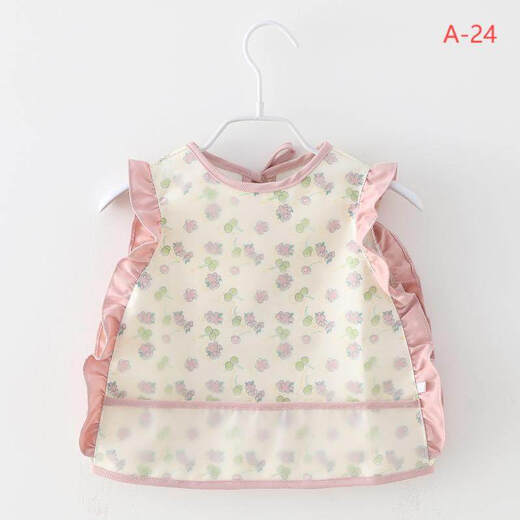 Baby Sleeveless Summer Anti-dirty Waterproof Baby Outer Bib Thin Children's Kindergarten Cover When Eating and Dressing Backwards A-24 Pink Edge 90 Recommended Height 80-90cm