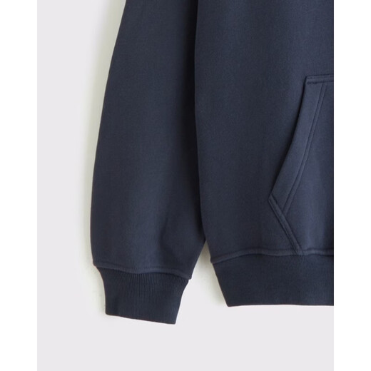 Abercrombie & Fitch American retro simple comfortable trendy daily LOGO fleece hooded sweatshirt 26 spring men's 122-6176 dark navy blue S (175/92A)