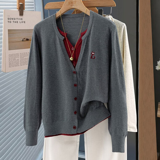 Sibaishe contrast color long-sleeved casual sweater for women 2026 spring new fashion button design simple top