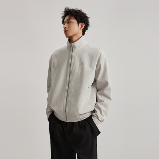 CABBEEN textured jacquard fabric jacket men's imitation tie-dye casual commuting all-match 2026 spring stand-up collar jacket apricot 15 S /165/46