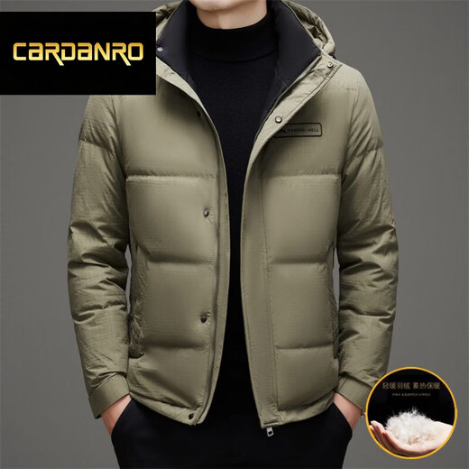CARDANRO奢侈品牌高端中长款羽绒服男士冬季中老年加厚爸爸老人冬装外套 黑色 L 175