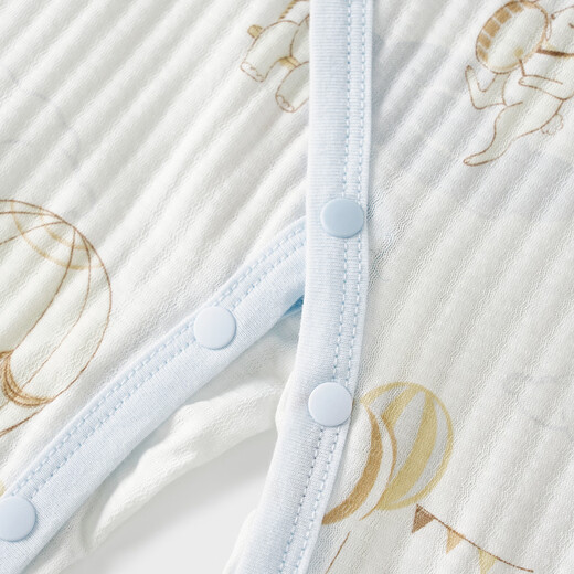 Tongtai (TONGTAI) baby jumpsuit summer pure cotton male and female baby clothes newborn baby clothes thin romper pajamas jacquard blue 59cm