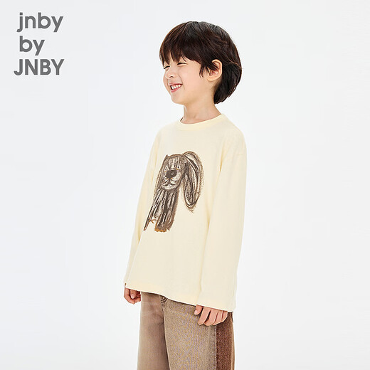 Jnby by JNBY New Jiangnan Buyi children's clothing long-sleeved T-shirt H-shaped loose round neck pullover 26 spring boys and girls 1Q2111760 752/cheese yellow 100 cm