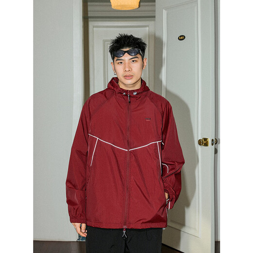 MANYSTON American sun protection jacket for men, summer couple wear, thin jacket, burgundy S