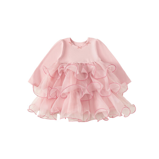 INSBOBO Girls Dress 2026 Spring New Princess Dress One-Year-Old Baby Girl Dress Children's Good-looking Skirt Pink 80