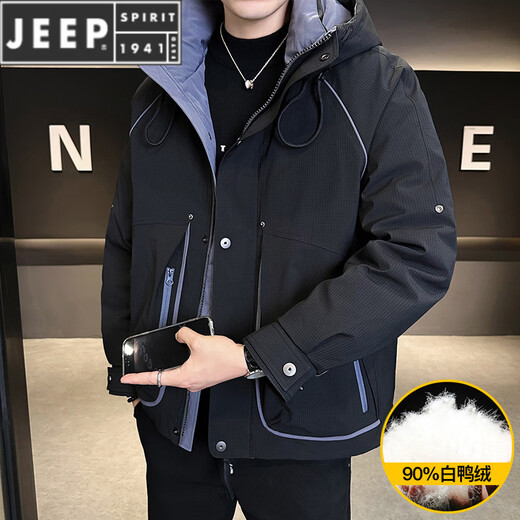 JEEP SPIRIT Пуховик мужской короткий толстый корейский стиль Свободный модный бренд 2025 Зима Новый верх с воротником-стойкой Теплая куртка Куртка вишнёво-красного цвета M