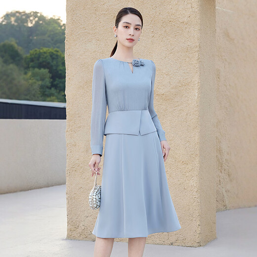 Yingzhishang's unique and beautiful new spring shirt for women 2026 new style super hot age-reducing design long-sleeved top haze blue S