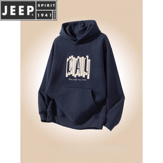 JEEP SPIRIT autumn and winter new letter printed American style versatile couple hooded sweatshirt boys casual autumn loose hoodie jacket red 2XL