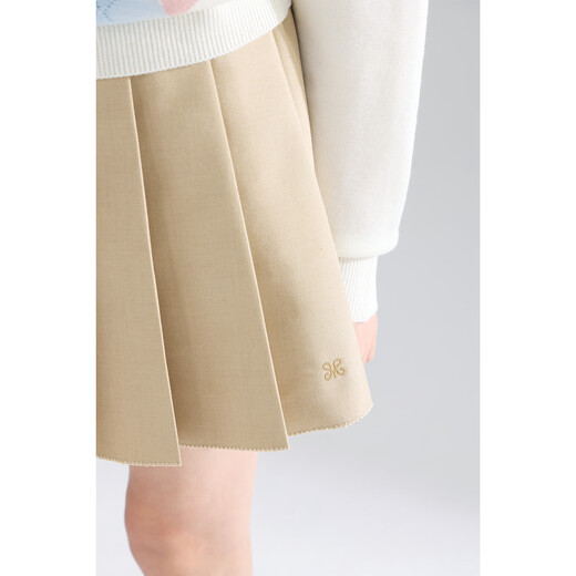 Mucmukn Vienna Academy French curved edge embroidered versatile pleated skirt waist skirt for girls 26 spring