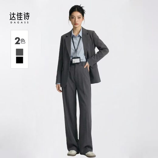 Dajiashi Z Gray Suit Suit Women's Business Wear 2026 New Spring Autumn Business Suit Formal Occasion Two-piece Suit B Black Two-piece Suit Free Belt XL