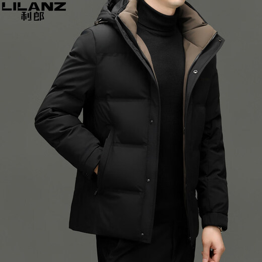 利郎（LILANZ）高端男装羽绒服冬季新款中青年休闲防寒衣服加厚保暖可拆帽外套男 蓝色 3XL 190