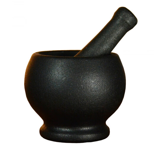 ZNMW natural black gold stone mortar stone pounding garlic mortar mashing medicine jar mashing grinding powder retro stone stone pound body stone grinding black gold stone mortar (high foot) outer diameter 16cm