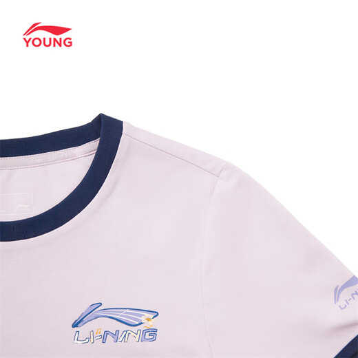 Li Ning children's clothing children's short-sleeved T-shirt for girls, small and big children, icy and comfortable antibacterial vest top cultural shirt YHSW184 cloud purple-2 110
