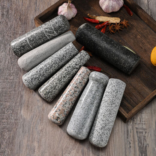 Garlic masher handle, grinding stick, medicine pestle, stone mortar handle, garlic mortar, grinding stick, medicine pestle, garlic peeler, polished small handle, free lid