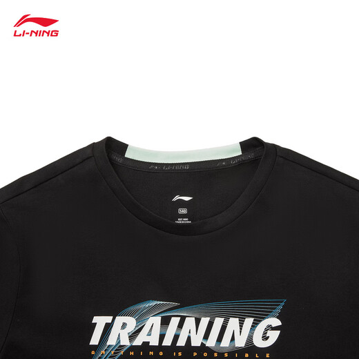 Li Ning children's clothing quick-drying and cool short-sleeved T-shirt for boys and girls 26 new style soft, comfortable, skin-friendly and breathable round neck sports top black-4 120